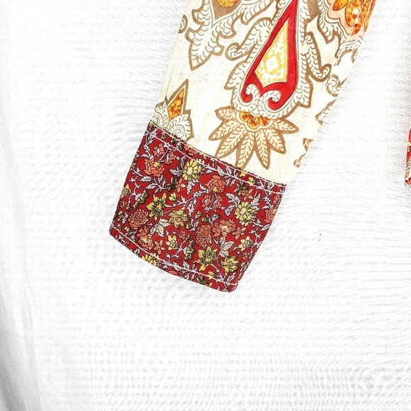 Cino designer button front, long sleeve top. Medium, Multi colored. - Picture 10 of 16